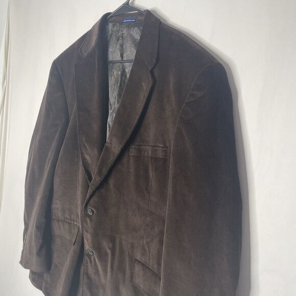 Men's Stafford Corduroy Blazer 50R Brown 2 Button 100% Cotton Sport Coat - Picture 4 of 10
